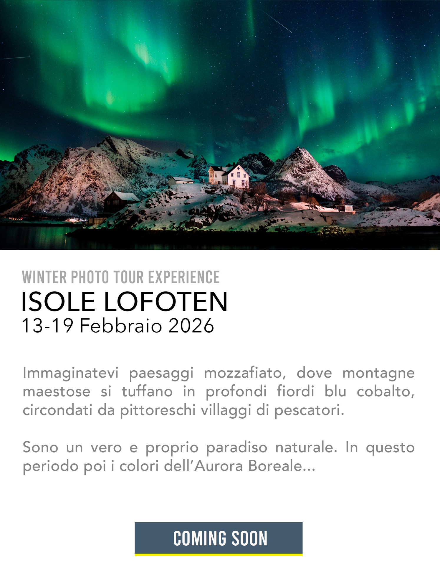 VIAGGIO FOTOGRAFICO ISOLE LOFOTEN