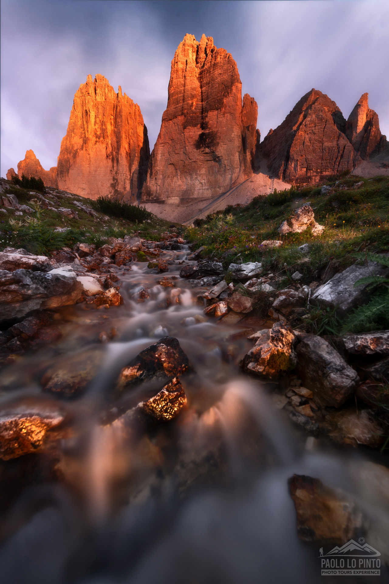 workshop-fotografico-dolomiti-tre-cime-torrente workshop fotografico nelle dolomiti tramonto torrente tre cime lavaredo