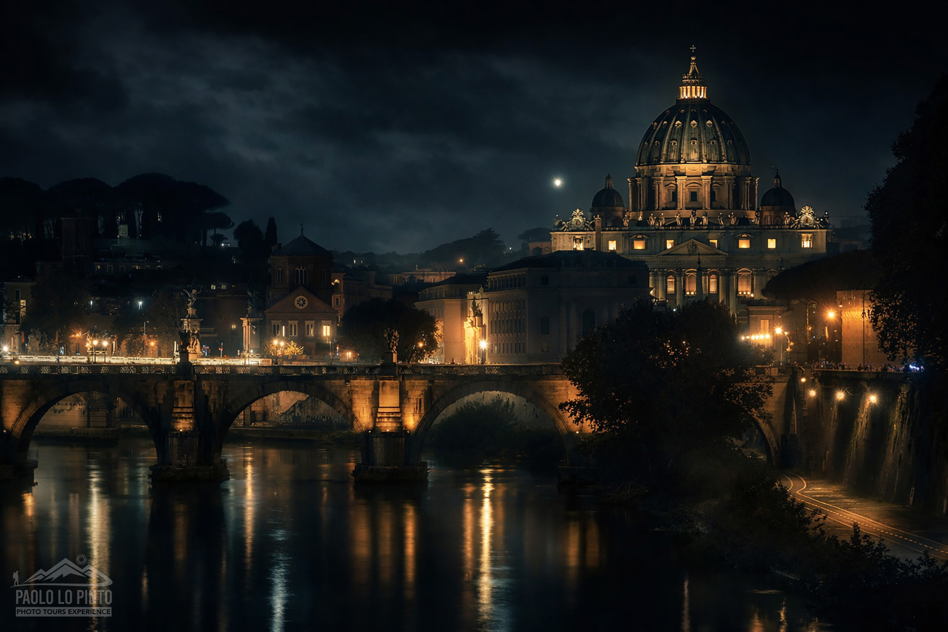 workshop-fotografico-roma-by-night-san-pietro workshop fotografico roma by night basilica di san pietro vista dal ponte sant angelo